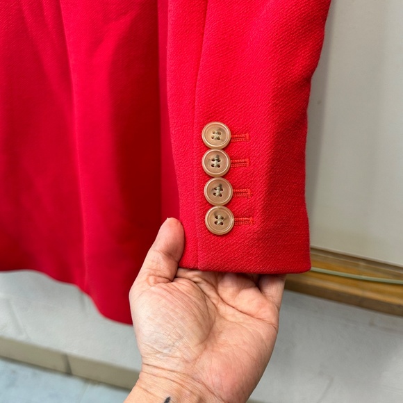 J Crew Wool Lady Day Coat Red Size 2 Button Up Lined With Pockets - Picture 11 of 16
